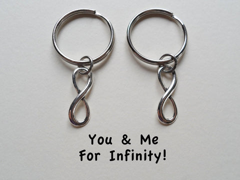 Double Keychain Set Small Infinity Symbol Keychain - You And Me For Infinity; Couples Keychain Set