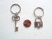 Square Lock and Key Keychain Set - You've Got The Key To My Heart; Couples Keychain Set