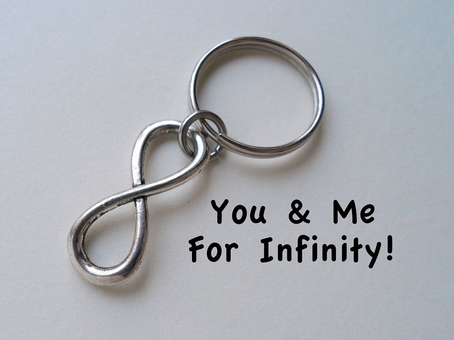 Bronze Small BFF Infinity Symbol Keychain with Custom Heart Tag