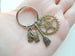 Housekeeping Appreciation Gift Keychain; Bronze Gear, Broom, & Work Gloves Charm Keychain