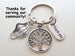 Medical Professional Charm Keychain, Nurse Appreciation Keychain With Small Tree & Face Mask Charm with Thank You Charm