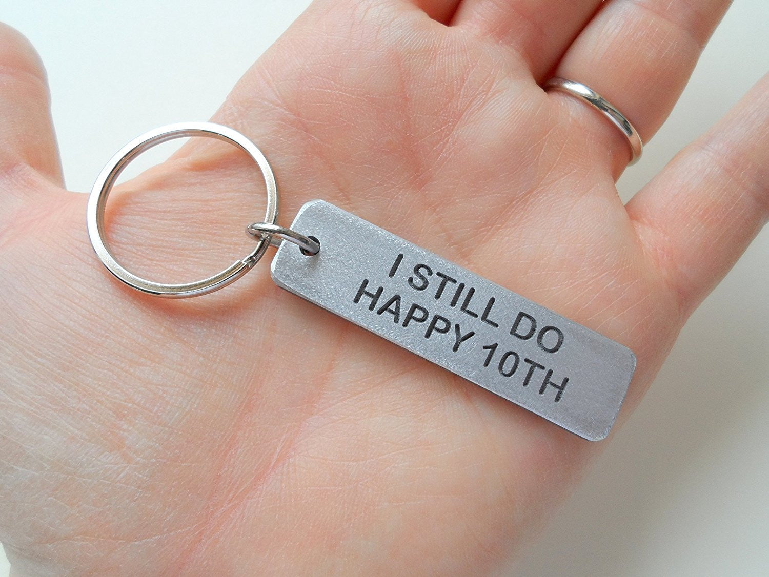 Personalized Aluminum Keychain Engraved with I Still Do and