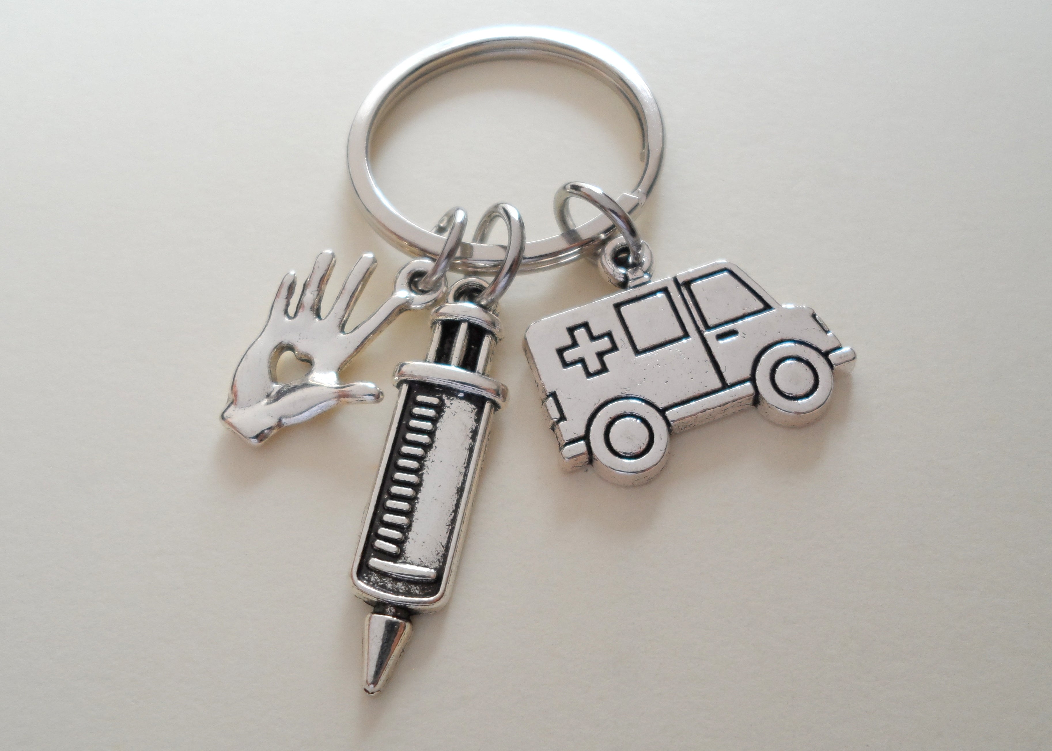 JewelryEveryday Employee Appreciation Gifts | Ambulance, Hand & Syringe Keychain by JE