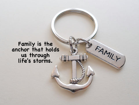 Anchor & Family Charm Keychain, Family Gift, Family Reunion Gift