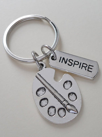 Art Palette Charm Keychain with "Inspire" Tag Charm