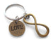 Bronze Infinity Symbol Charm With Love Disc Charm Keychain - You and Me for Infinity