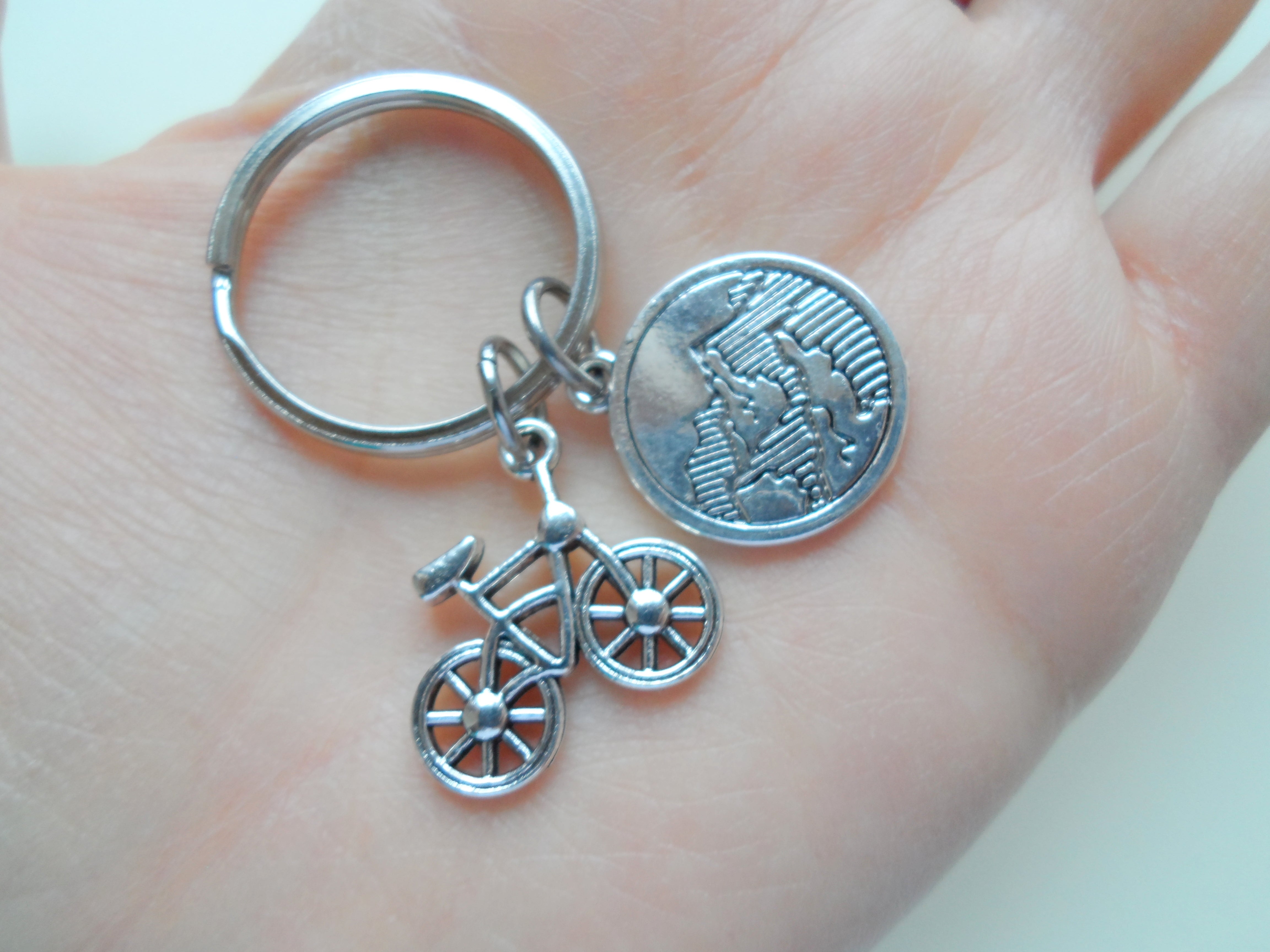 Bike Mountain Charm Keychain Graduate Encouragement Gift JewelryEveryday