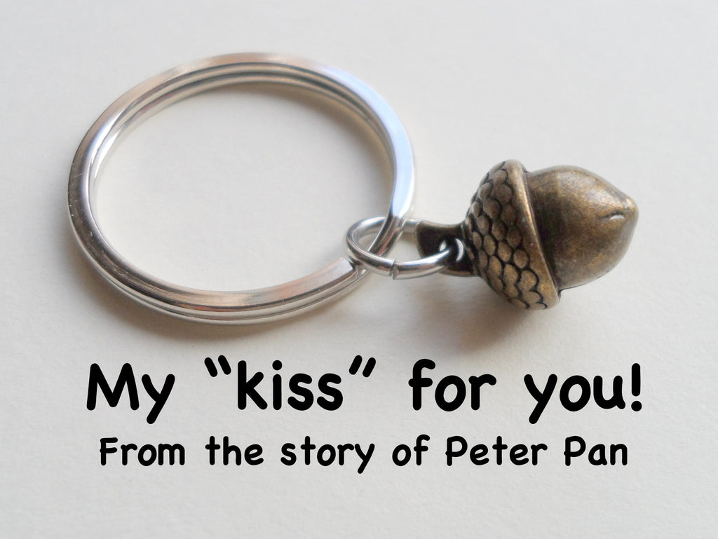 Bronze Acorn Keychain - Peter Pan's Kiss; 8 Year traditional gift