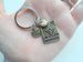 Apple & Book Charm Keychain for Teachers in Bronze with "Thank You" Tag