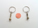 Bronze Chess Piece Charm Keychains, King and Queen Set - Couples Keychain Set