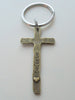 Bronze Cross Keychain with Words Believe and Faith, Religious Keychain