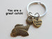 Bronze Fish Keychain, Fish Charm with "I Love You" Heart Charm - You Are A Great Catch; Couples Keychain