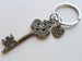 Bronze Key Charm Keychain with "I Love You" Heart Charm - You've Got the Key to My Heart; Couples Keychain