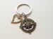 Bronze Open Metal Compass Keychain with Heart Charm - I'd Be Lost Without You