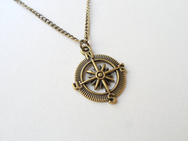 Bronze Open Metal Compass Necklace - I'd Be Lost Without You
