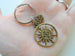 Bronze Sun Compass Keychain with "I Love You" Heart Charm - I'd Be Lost Without You; Couples Keychain