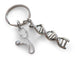 DNA Molecule Double Helix & Stethoscope Charm Keychain, Medical Geneticists Keychain, Science Keychain