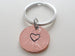 Centered Heart Stamped on 2014 Penny Keychain; 11 Year Anniversary Gift