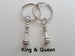Chess Piece Charm Keychains, King and Queen Set - Couples Keychain Set, Custom Engraved Tags Option