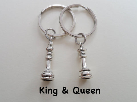 Personalized, Matching Couples King & Queen Chess Piece Keychains w/ Customization