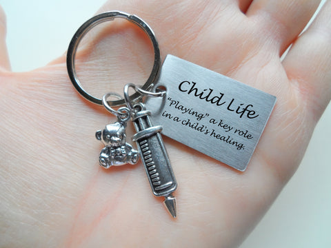 Child Life Specialist Gift Keychain, Engraved Tag & Toys Charms Keychain, Pediatric Health Care Keychain, Teacher Gift, Thank you Gift