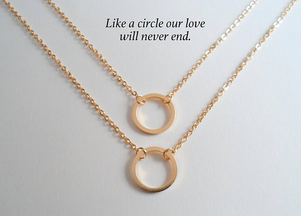 Circle Necklaces, Set of 2, Like a Circle Our Love Will Never End - Gold
