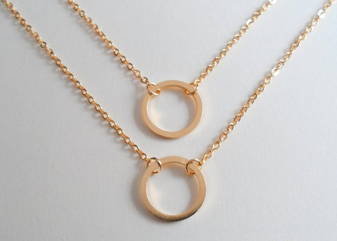 Circle Necklaces, Set of 2, Like a Circle Our Love Will Never End - Gold