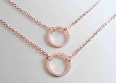 Circle Necklaces, Set of 2, Like a Circle Our Love Will Never End - Rose Gold