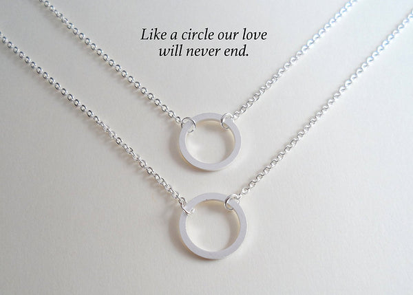 Circle Necklaces, Set of 2, Like a Circle Our Love Will Never End - Silver