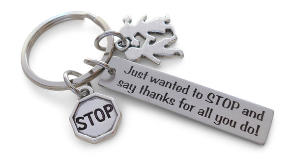 Crossing Guard Keychain, Stop Sign Charm & Children Charm Keychain, School Crossing Guard Appreciation Gift, Thank You Gift