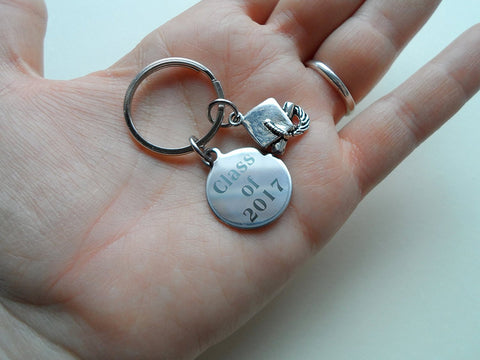 Class of 2023 Keychain with Graduation Cap Charm, Graduation Gift Keychain for Graduate