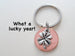 Clover Charm Layered Over 2016 Penny Keychain, 6 Year Anniversary Gift, Couples Keychain
