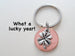 Clover Charm Layered Over 2015 Penny Keychain; 10 Year Anniversary Gift, Couples Keychain