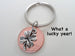Clover Charm Layered Over 2017 Penny Keychain; 8 Year Anniversary Gift, Couples Keychain