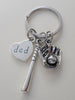 Dad Baseball Keychain, Baseball Glove & Baseball Bat charm; Father's Gift