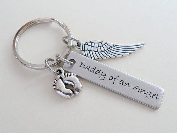 Baby Memorial Keychain • Engraved Daddy of an Angel – JewelryEveryday