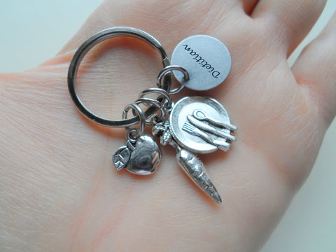 Dietitian Gift Keychain with Apple, Carrot, Plate Charm, Nutritionist Gift Keychain