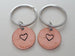 Double 2010 Penny Keychains with Centered Heart Stamped; 15 Year Anniversary Gift
