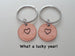 Double 2010 Penny Keychains, Centered Heart Stamped; 12 Year Anniversary Gift