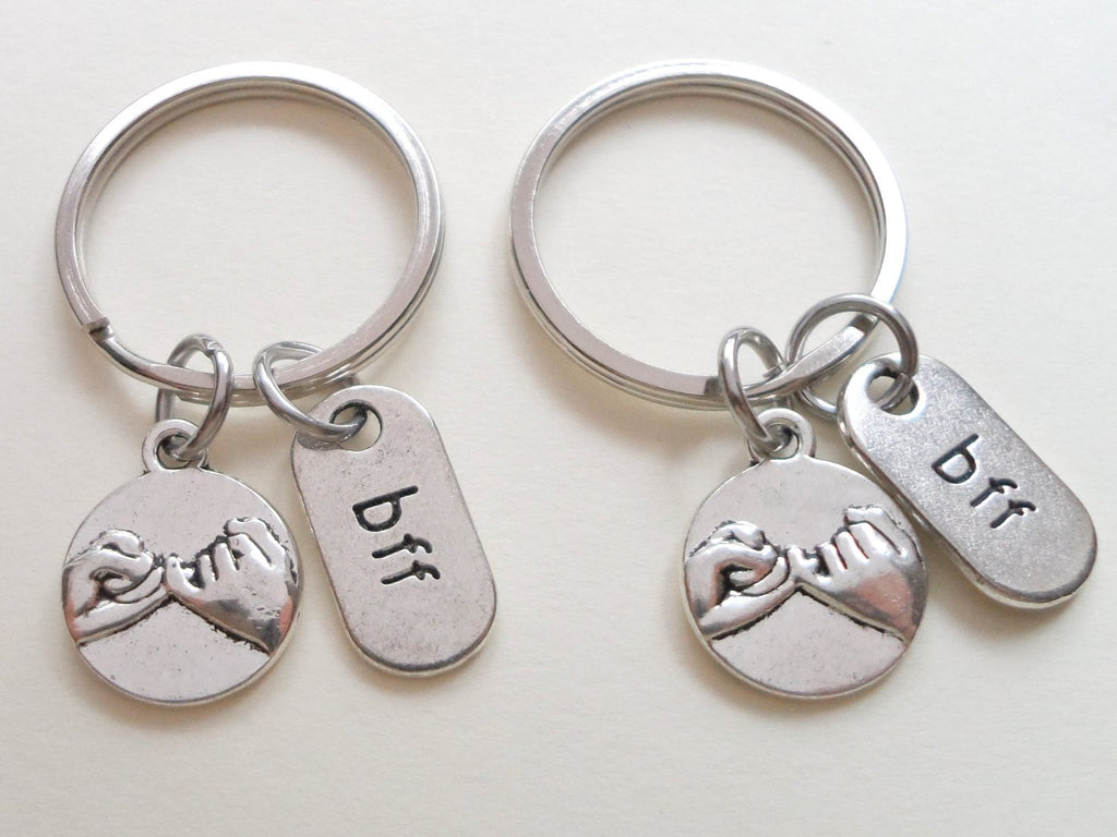 Double BFF Pinky Promise Keychains; Hand Bag Charm, Promise Gift, Best Friends Keychains