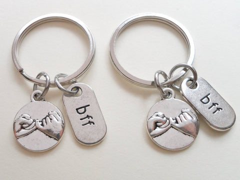 Double BFF Pinky Promise Keychains; Hand Bag Charm, Promise Gift, Best Friends Keychains