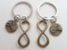 Double Bronze Pinky Promise Charm and Infinity Charm Keychains; Couple Keychains, Best Friends Keychains