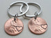 Double 2012 Penny Keychain Set with Engraved Heart Around Year • 13 Year Anniversary Gift from JE