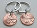 Double 2012 Penny Keychain Set w/ Engraved Heart Around Year • 10-year Anniversary Gift from JE