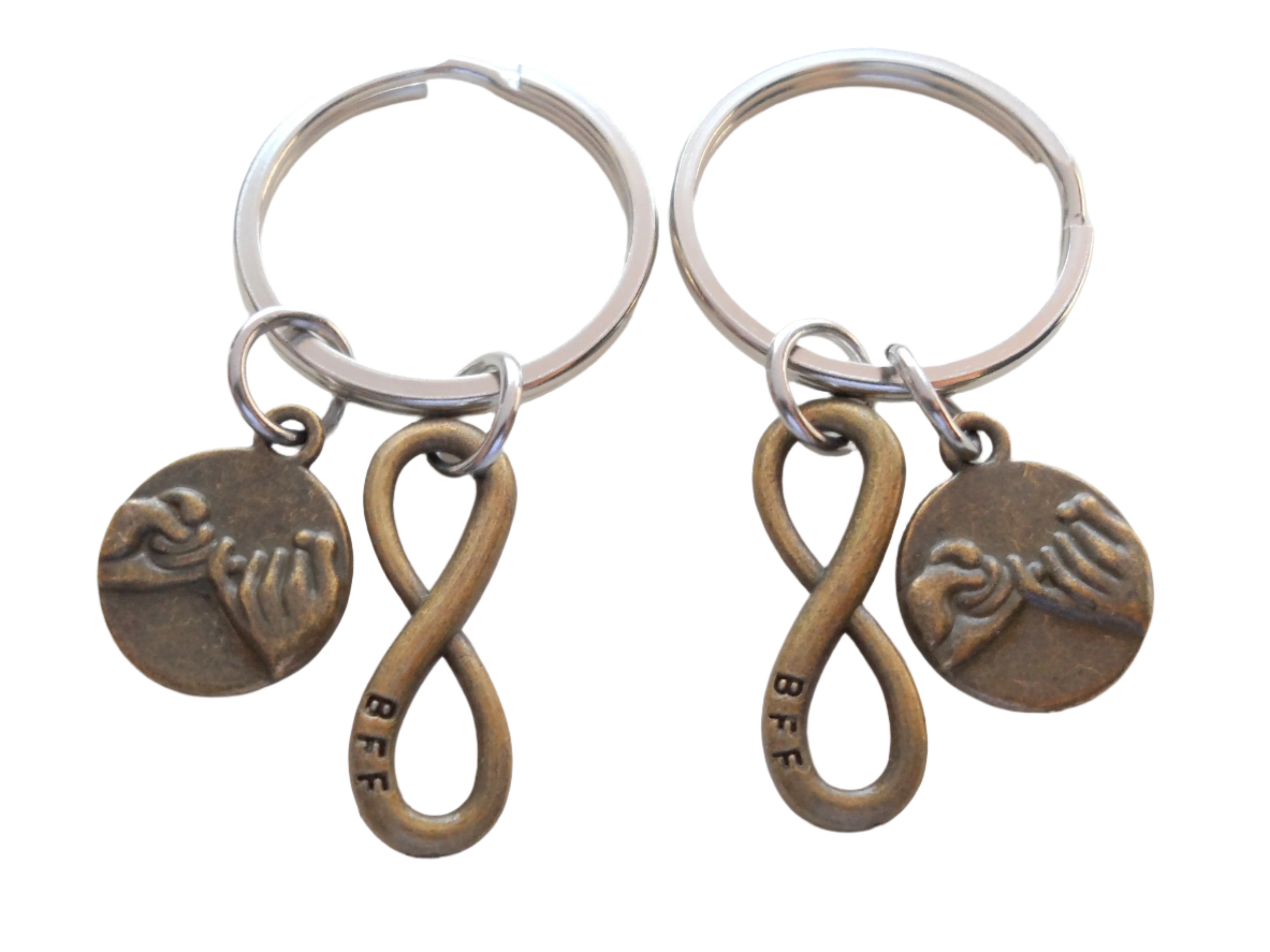 Double Keychain Set Bronze Pinky Promise BFF Infinity Best Friend