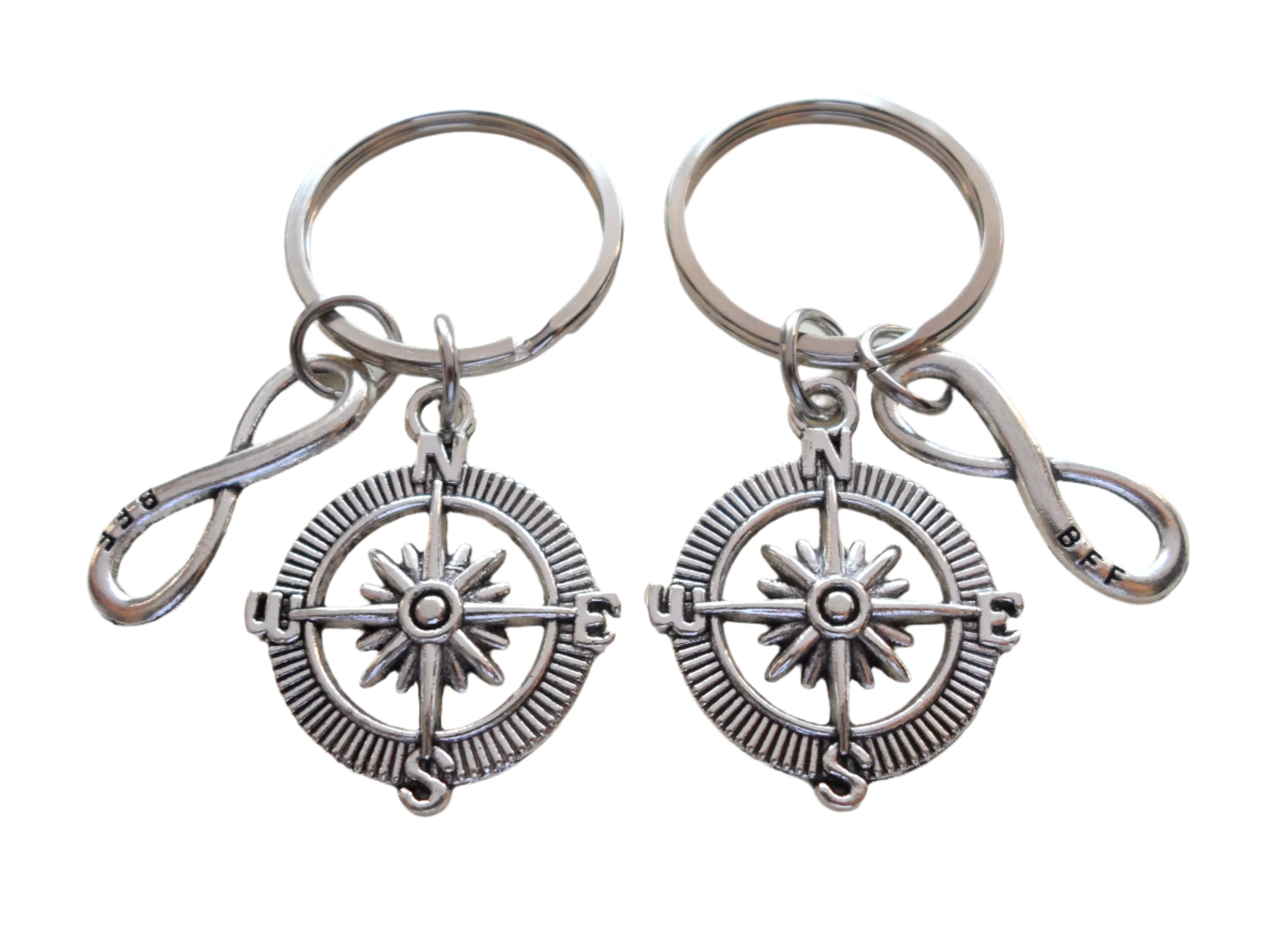 Side By Side Close At Heart Keychain U2013 Compass & Friendship