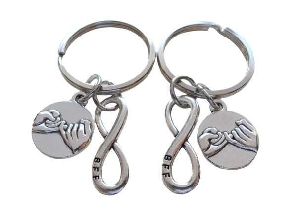 Double Keychain Set, Pinky Promise & BFF Infinity Charm Keychains, Best Friend Gift