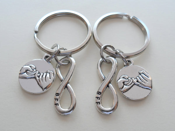 Double Keychain Set, Pinky Promise & BFF Infinity Charm Keychains, Best Friend Gift