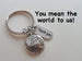 Employee Appreciation Gifts • "Thank You" Tag & Silver World Globe Keychain by JewelryEveryday w/ "You Mean The World To Us!" Card