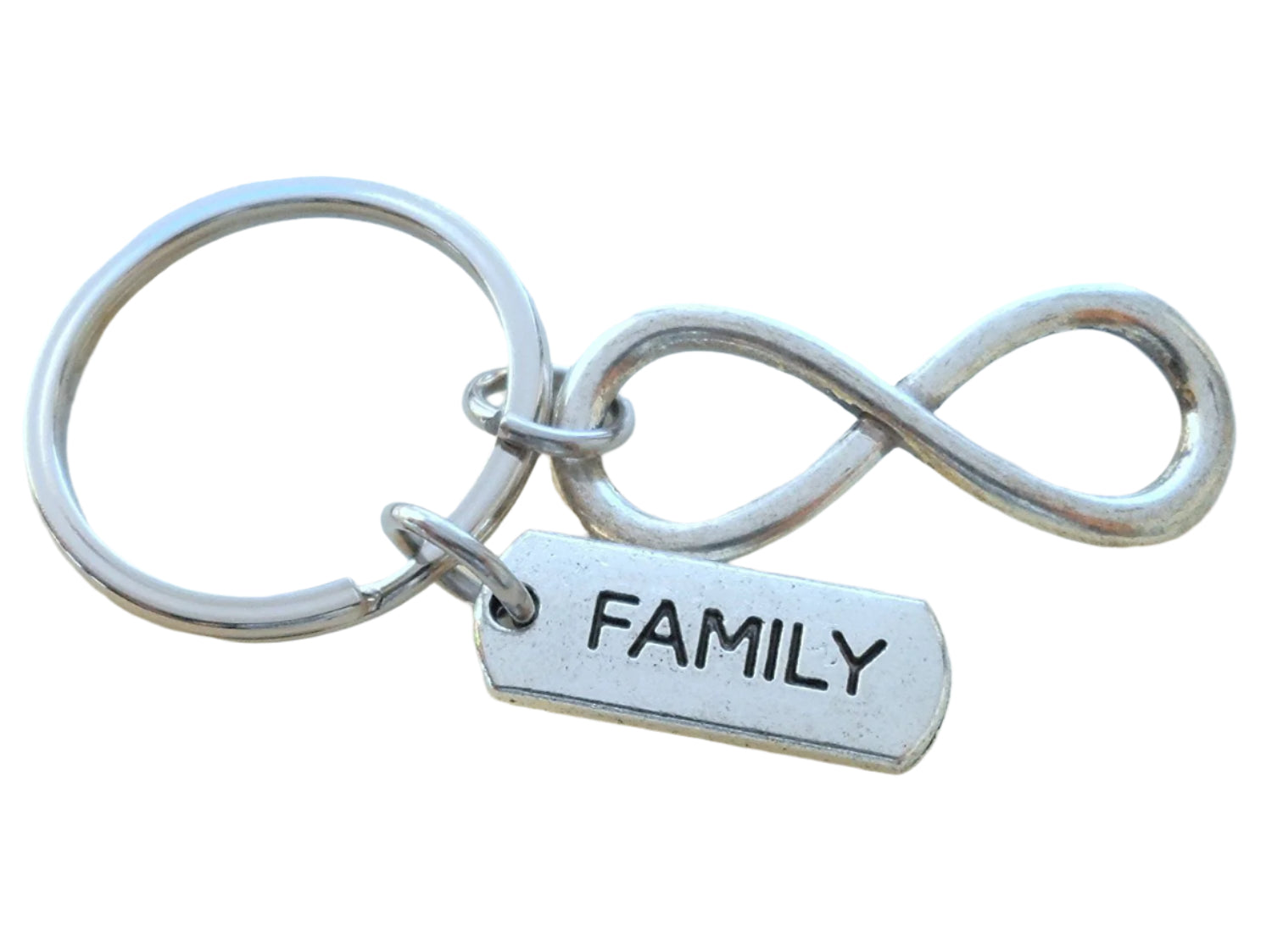 Family Tag with Silver Tone Infinity Symbol Keychain For Infinity Family Keychain